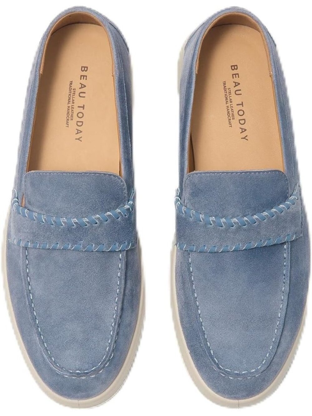 Women's Light Blue Penny Loafers Comfortable Slip On Suede Casual Classic Office